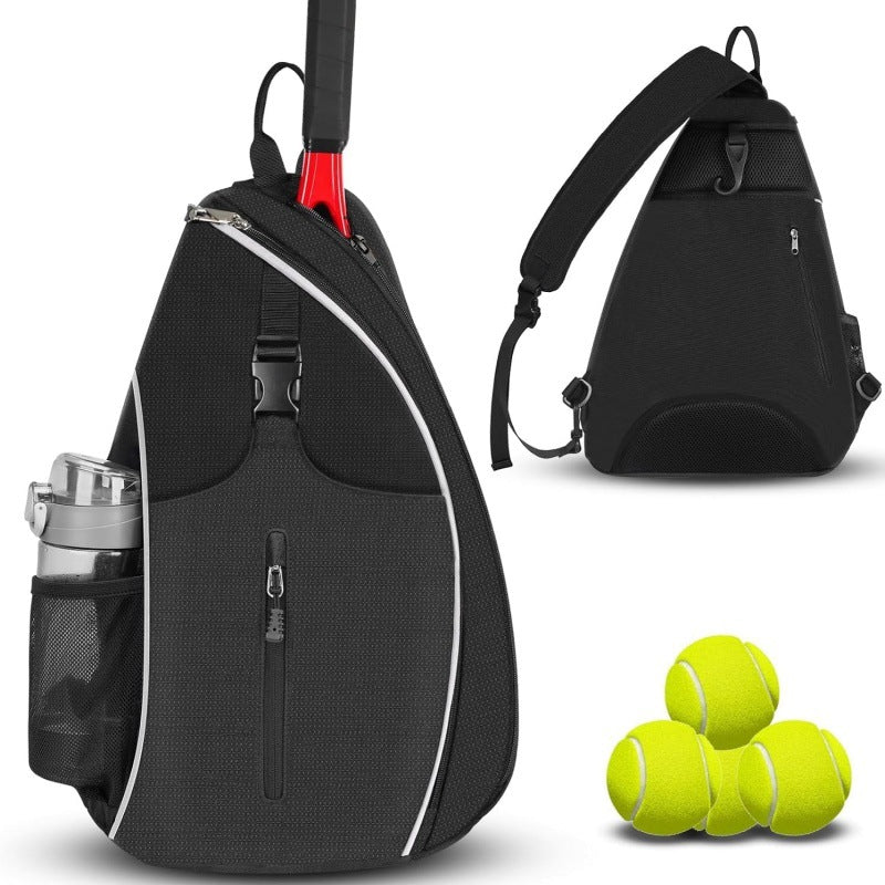 NNEDSZ Black Badminton Tennis Backpack - Multi-Racket Sports Bag with Shoulder Strap (Fits 2 Midsize Rackets)-0