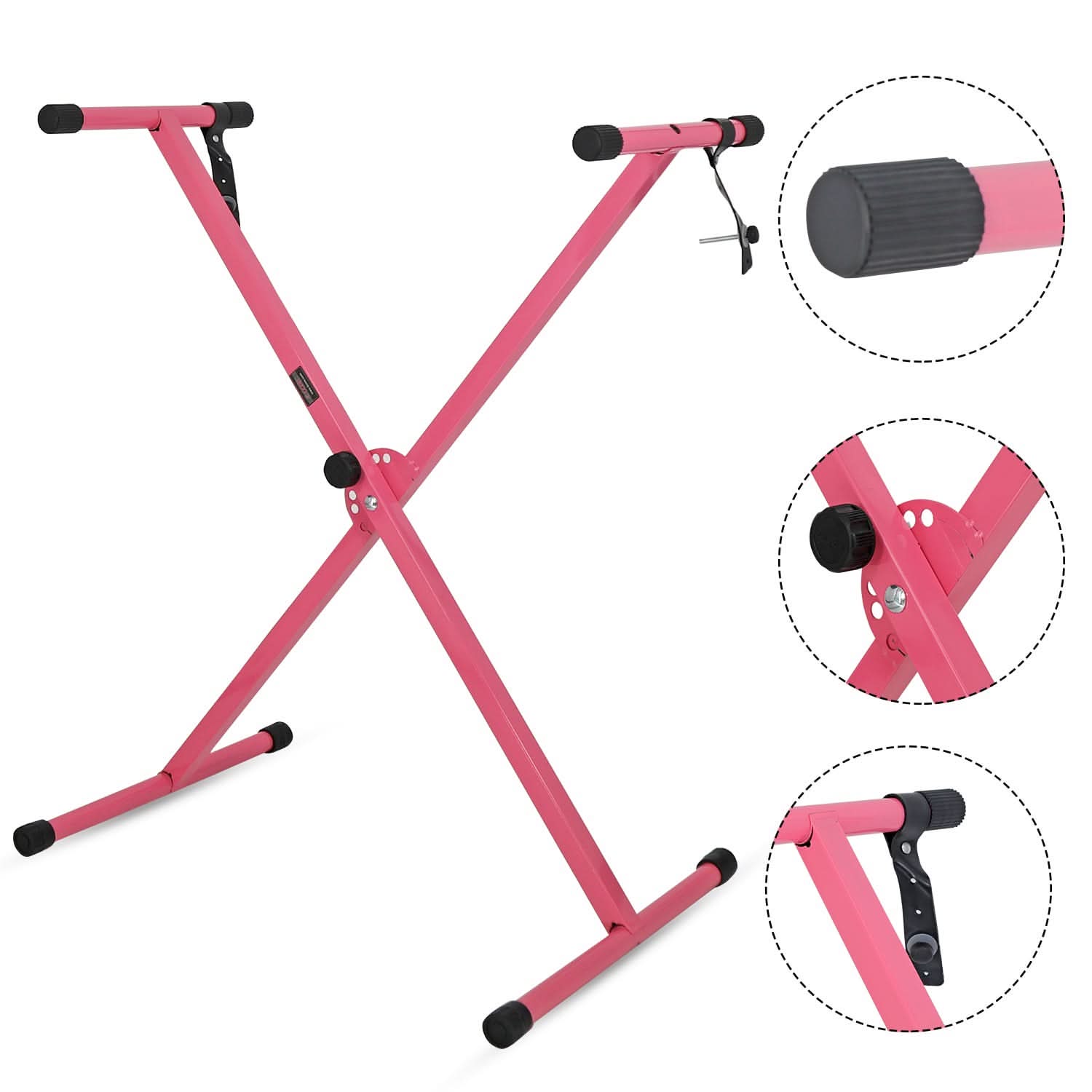 5Core Keyboard Stand Single X Style Adjustable Lift Piano Riser For 49 To 88 Keys PINK-0