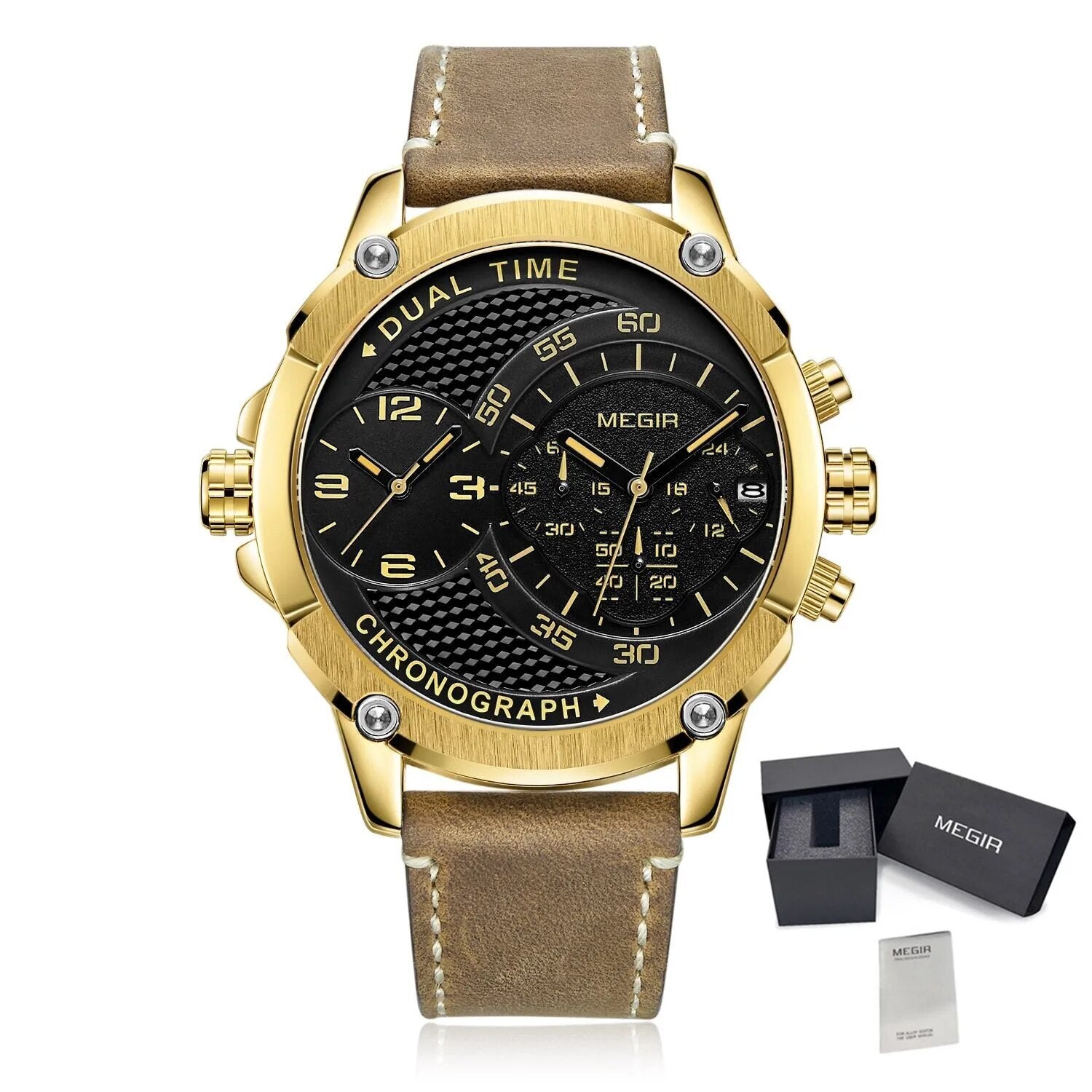 MEGIR Luxury Business Watches for Mens Leather Strap Casual Sports Wristwatch Chronograph Waterproof Male Clock Reloj Hombre-12
