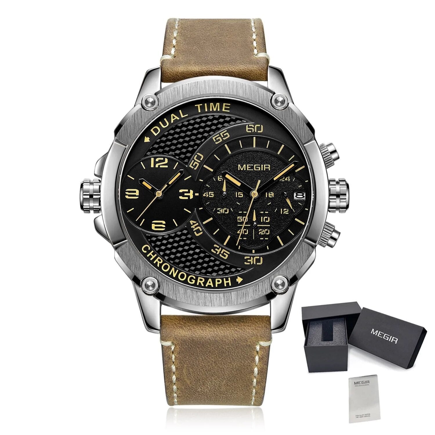 MEGIR Luxury Business Watches for Mens Leather Strap Casual Sports Wristwatch Chronograph Waterproof Male Clock Reloj Hombre-13