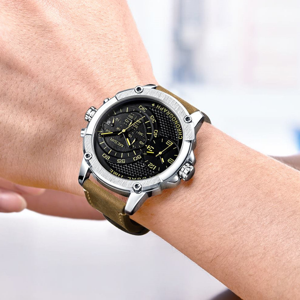 MEGIR Luxury Business Watches for Mens Leather Strap Casual Sports Wristwatch Chronograph Waterproof Male Clock Reloj Hombre-4