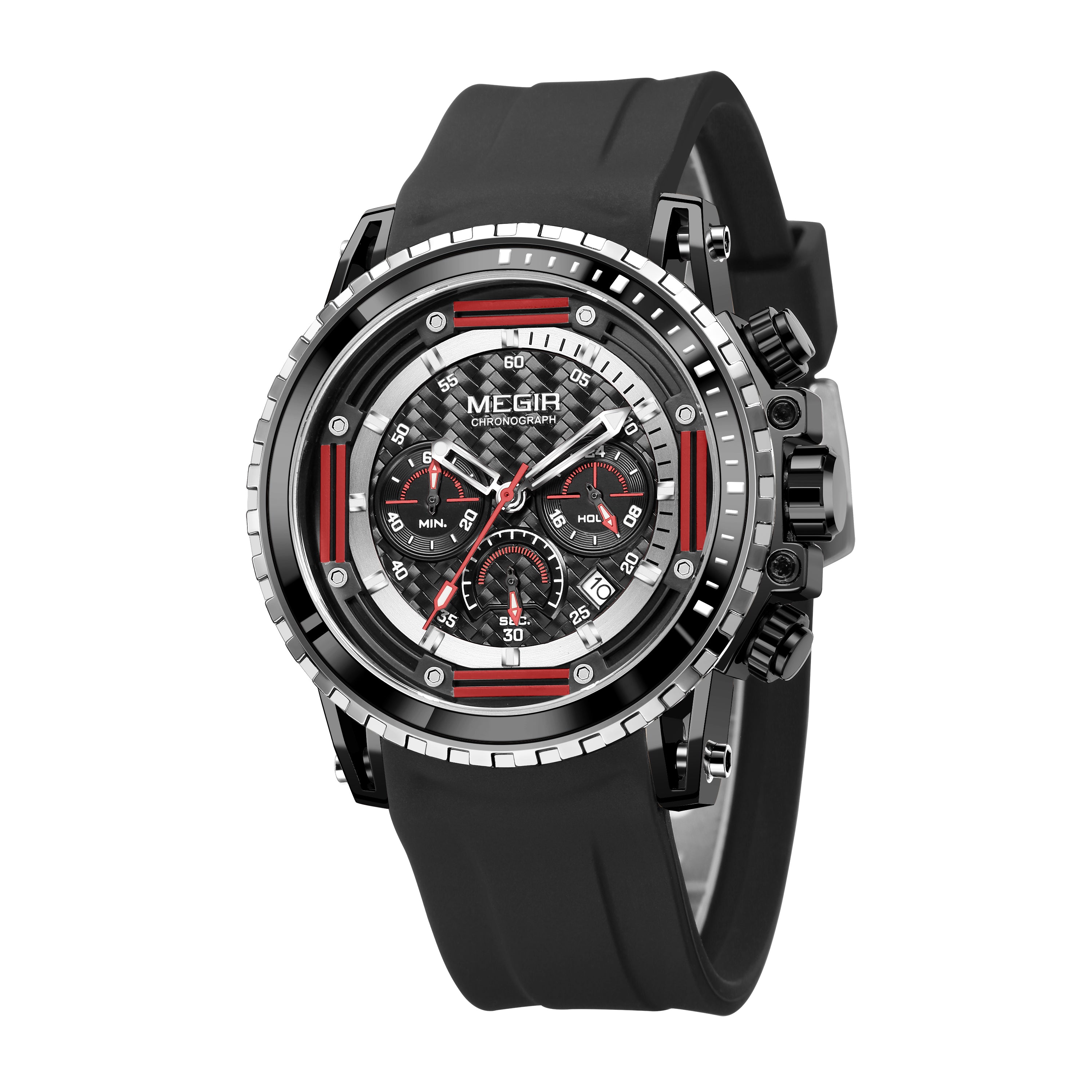 MEGIR Men's Sports Military Watches Fashion Luxury Quartz Wristwatch Silicone Strap Waterproof Chronograph Luminous Male Clock-10