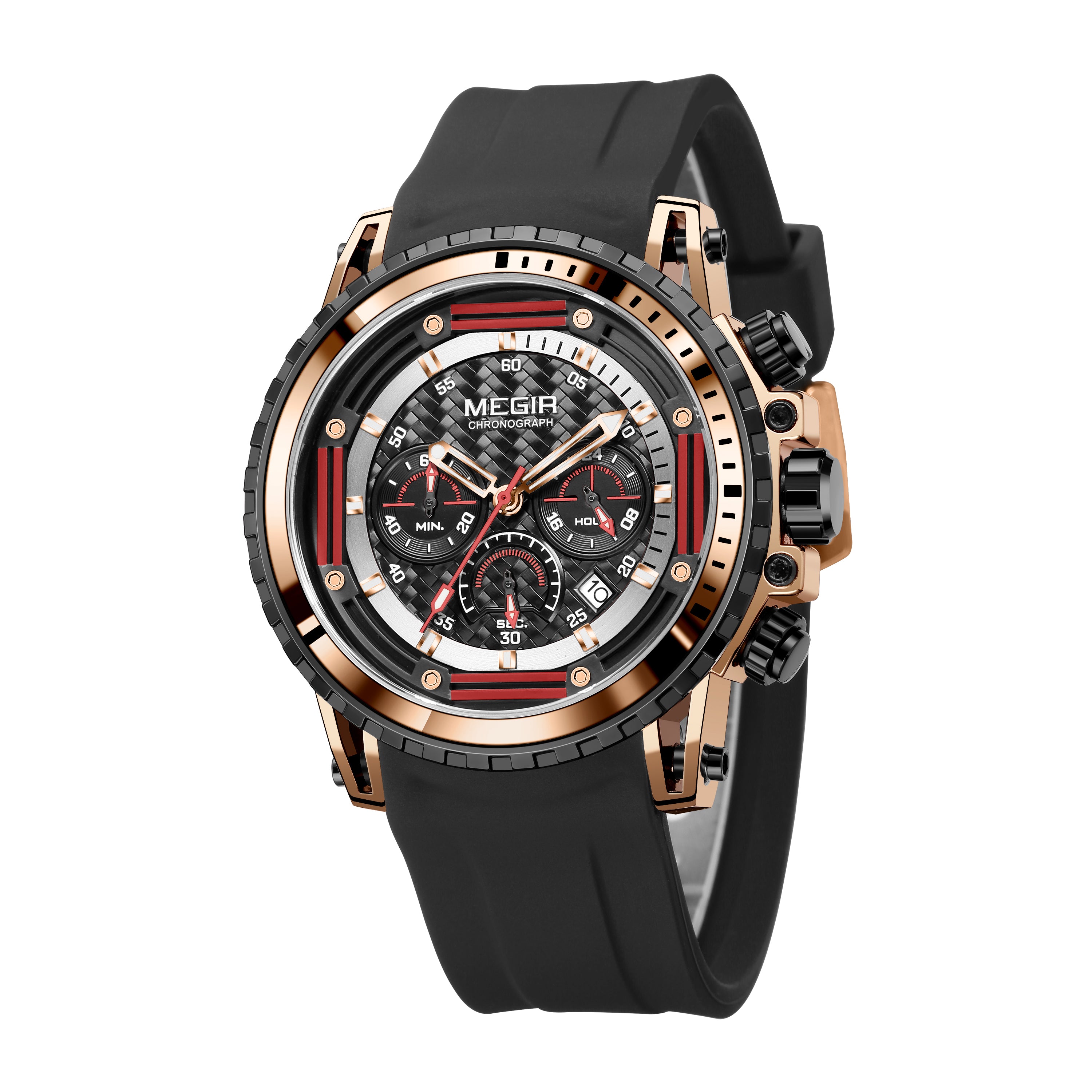 MEGIR Men's Sports Military Watches Fashion Luxury Quartz Wristwatch Silicone Strap Waterproof Chronograph Luminous Male Clock-11