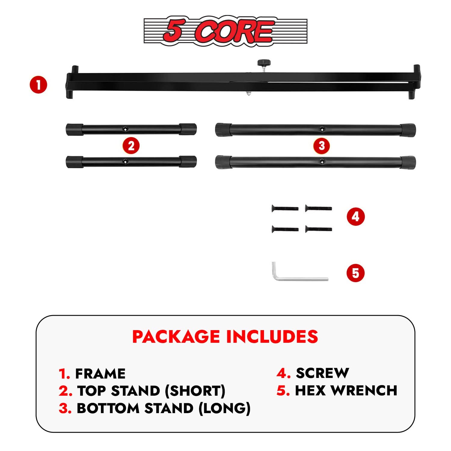 5Core Keyboard Stand Single X Style Adjustable Lift Piano Riser For 49 To 88 Keys BLACK-4