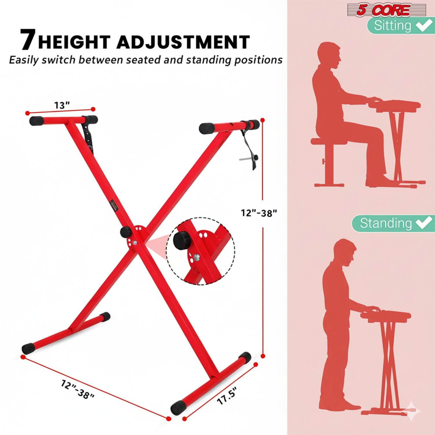5 Core Keyboard Stand X Shape Height Adjustable Foldable Portable Key Board DJ Controller Stands-1