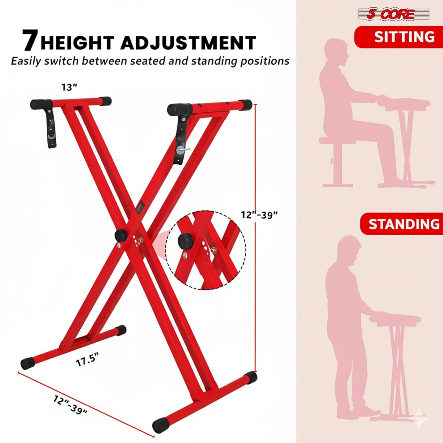 5 Core Keyboard Stand Dual X Shape Adjustable Foldable Portable Key Board DJ Controller Stands-1