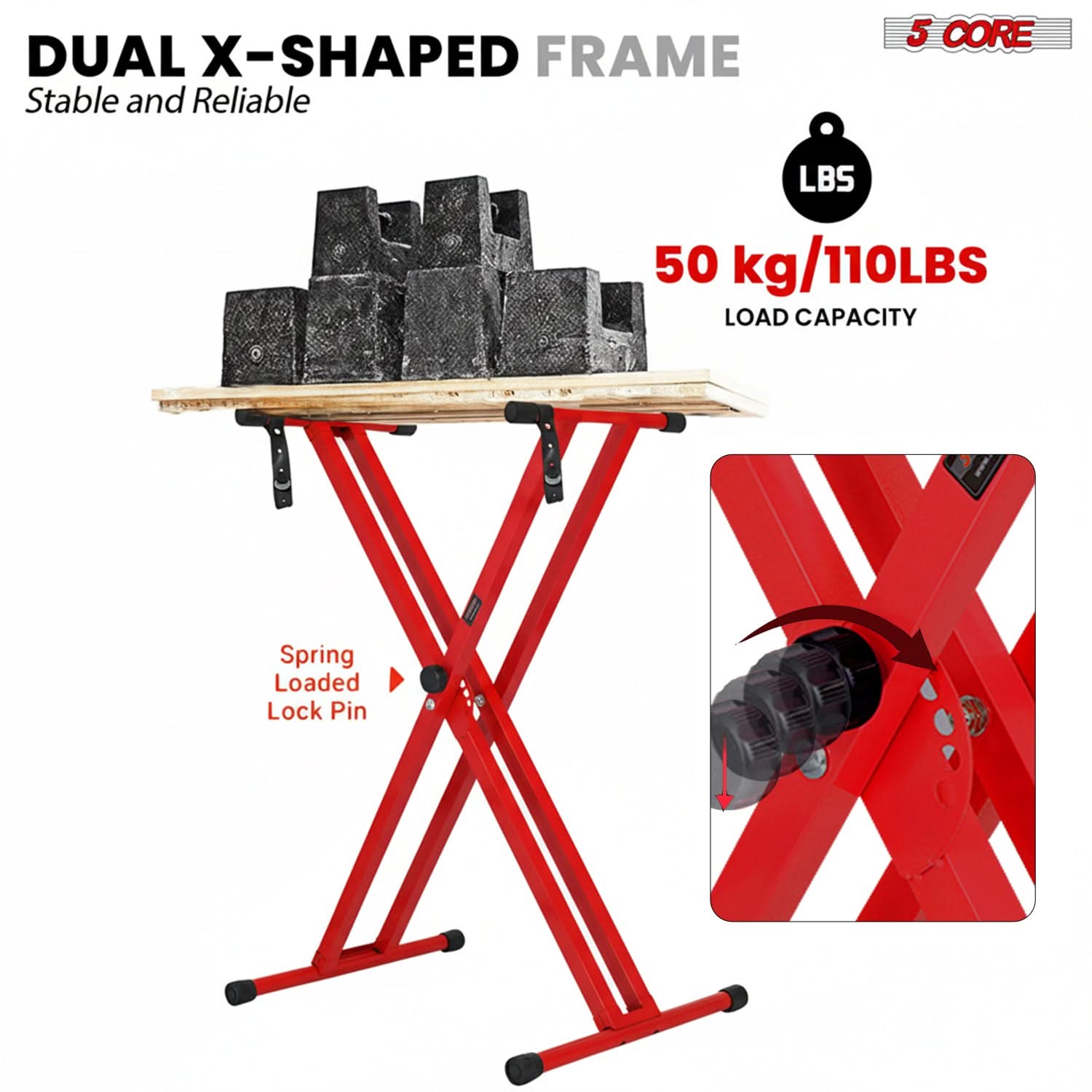5 Core Keyboard Stand Dual X Shape Adjustable Foldable Portable Key Board DJ Controller Stands-2
