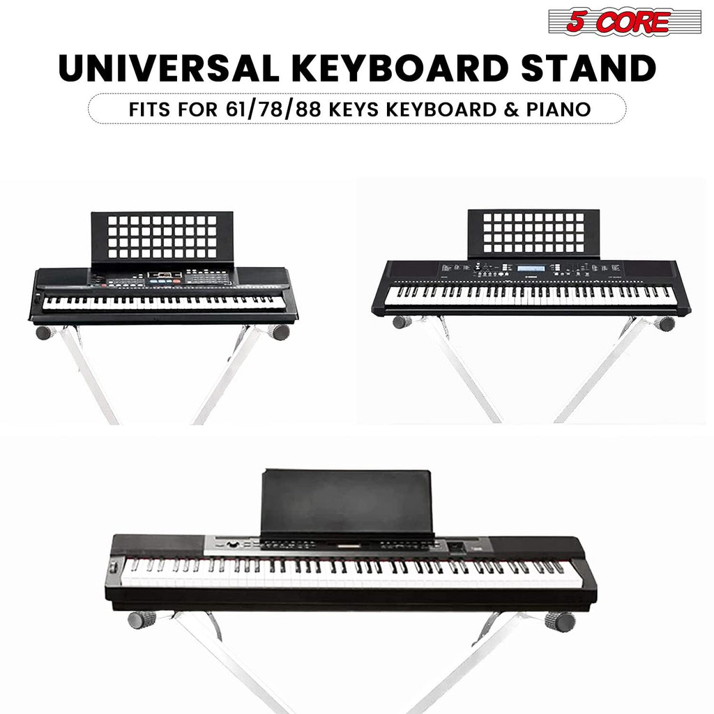 5Core Keyboard Stand Single X Style Adjustable Lift Piano Riser For 49 To 88 Keys WHITE-2