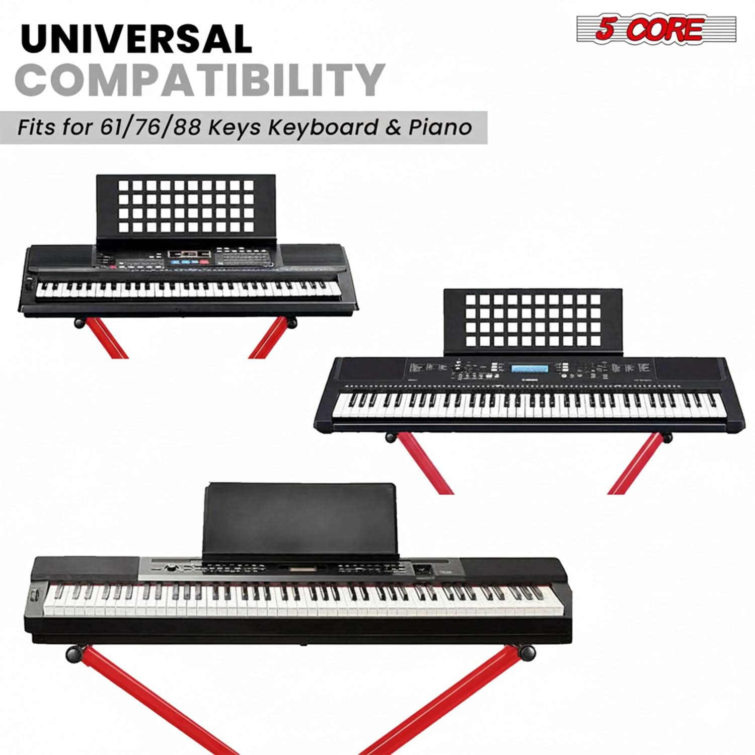 5 Core Keyboard Stand Dual X Shape Adjustable Foldable Portable Key Board DJ Controller Stands-3