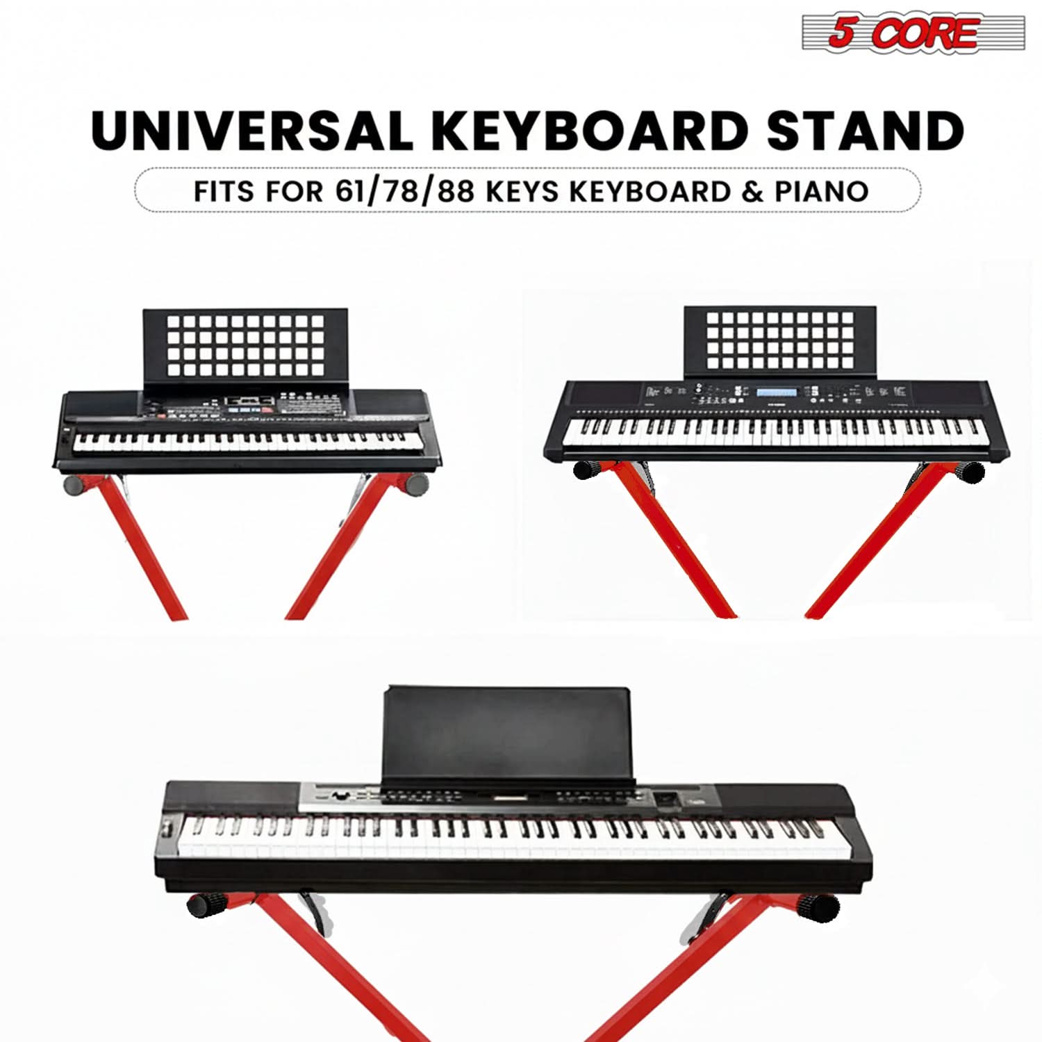 5 Core Keyboard Stand X Shape Height Adjustable Foldable Portable Key Board DJ Controller Stands-3