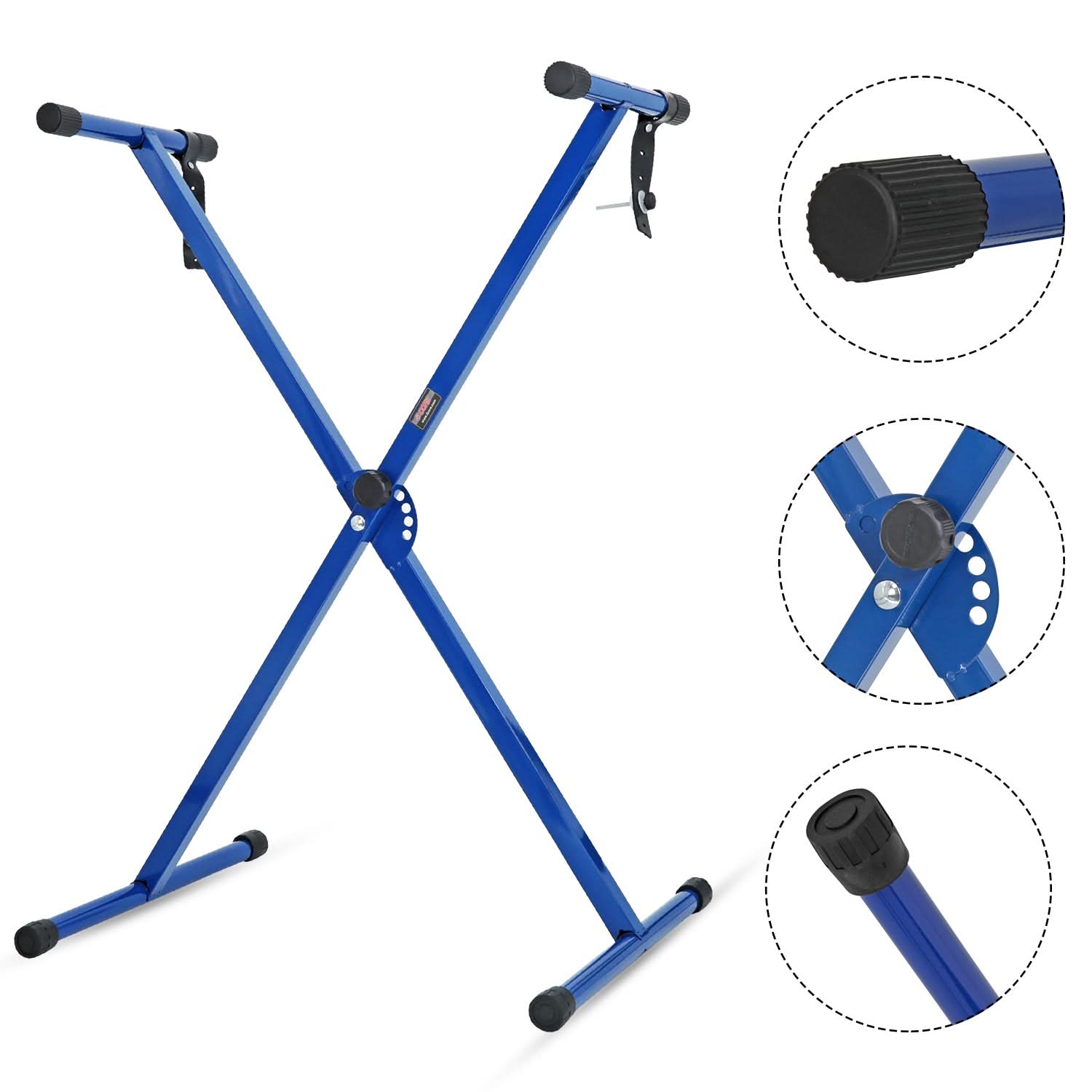 5Core Keyboard Stand Single X Style Adjustable Lift Piano Riser For 49 To 88 Keys BLUE-0