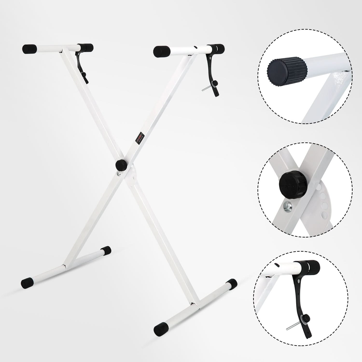 5Core Keyboard Stand Single X Style Adjustable Lift Piano Riser For 49 To 88 Keys WHITE-0