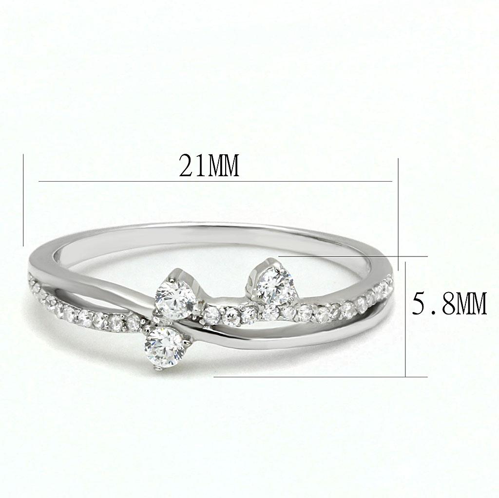 Sterling Silver Ring TS581 - Rhodium 925 with AAA Grade CZ  in Clear