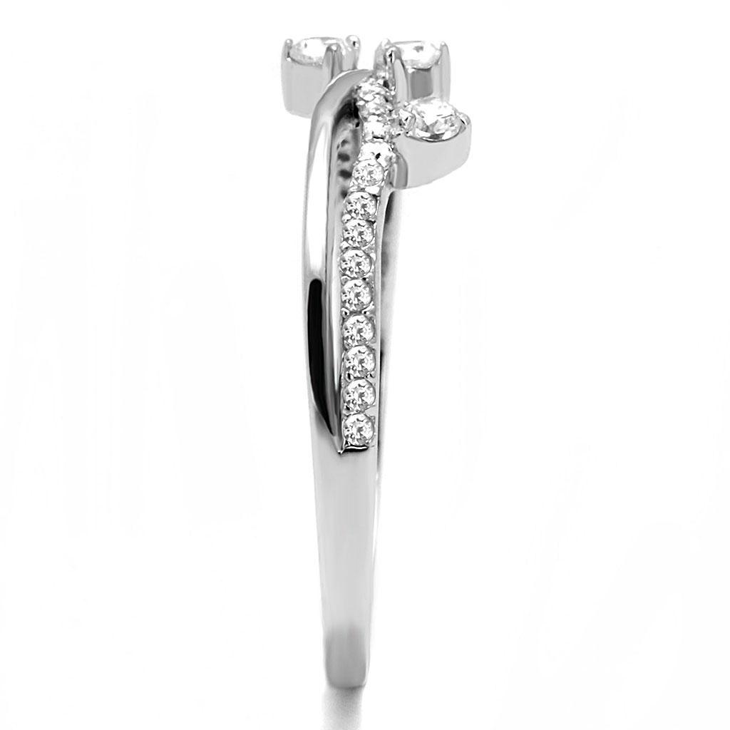 Sterling Silver Ring TS581 - Rhodium 925 with AAA Grade CZ  in Clear