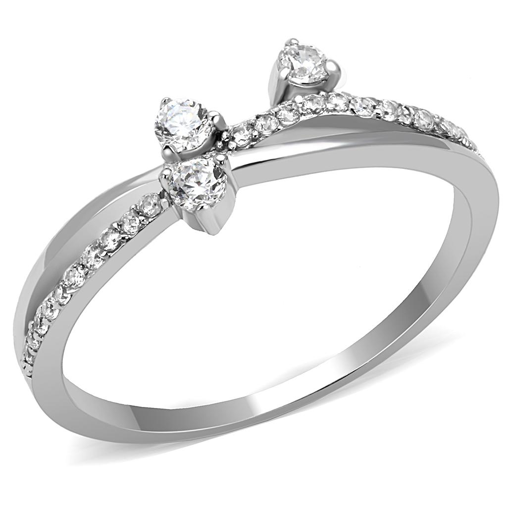Sterling Silver Ring TS581 - Rhodium 925 with AAA Grade CZ  in Clear