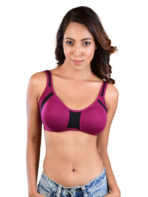 Sports Bra For Women-Purple & Black (Size-XL)
