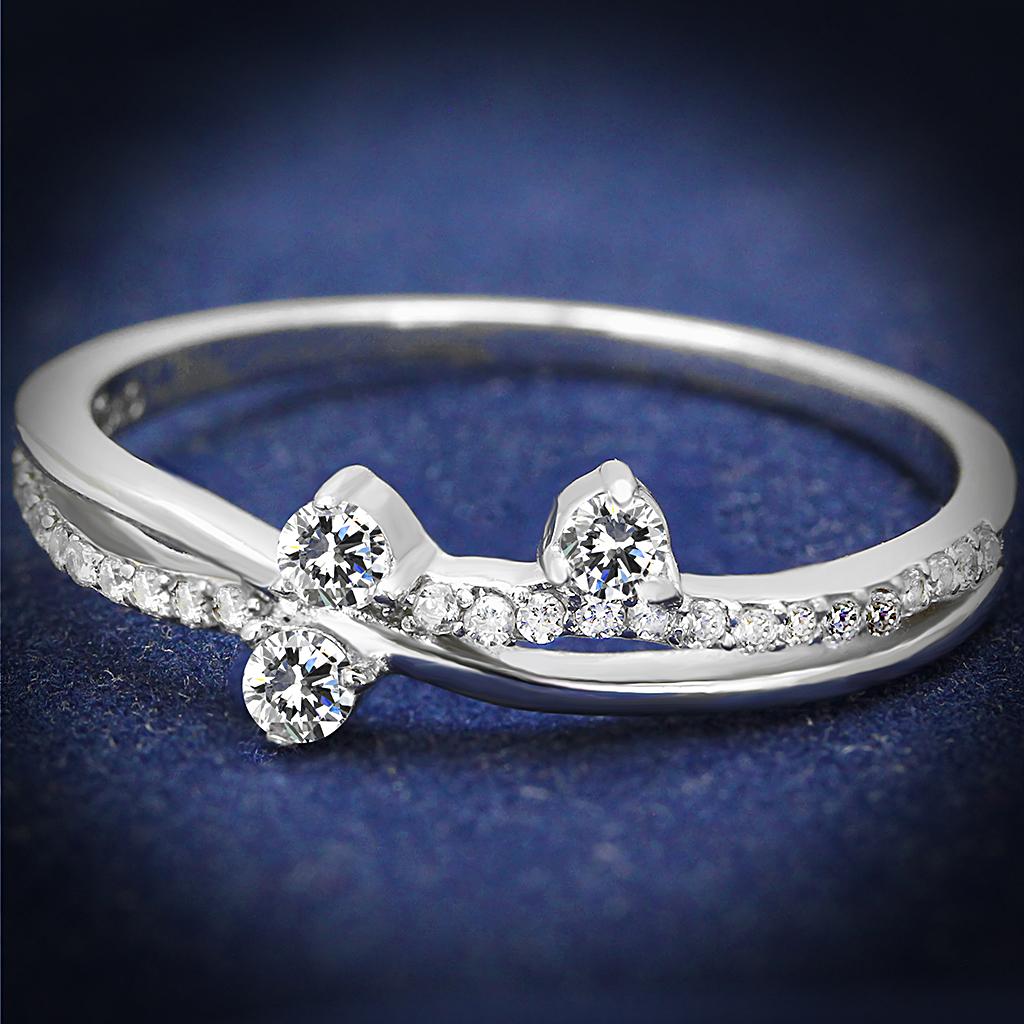 Sterling Silver Ring TS581 - Rhodium 925 with AAA Grade CZ  in Clear